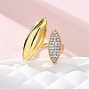 Brass Micro Pave Clear Cubic Zirconia Cuff Rings for Women RJEW-H248-06G-2