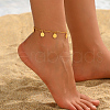 Simple and Fashionable Brass Round Coin Tassel Anklets for Women RB4557-1