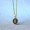 Alloy Black Enamel Disc with Initial Pendant Necklaces for Women WGEDF6F-05-1
