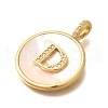 Rack Plating Brass Micro Pave Clear Cubic Zirconia Pendants with Shell KK-M309-42G-D-3