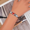 Glass Seed Wide Band with Word I Love U Heart Friendship Link Bracelet for Women BJEW-P269-11-1