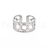304 Stainless Steel Curb Chain Shape Open Cuff Ring for Women RJEW-S405-150P-1