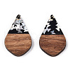 Opaque Resin & Walnut Wood Pendants RESI-N039-60B-3