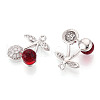Brass Micro Pave Cubic Zirconia and Glass Pendants KK-T076-01P-2