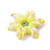 Handmade Polymer Clay and Snowflake Lampwork and Glass Round Pendants PALLOY-MZ00639-4