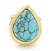 Ion Plating(IP) 304 Stainless Steel Synthetic Turquoise Cuff Rings G-Z056-09G-04-2