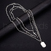 3Pcs 201 Stainless Steel & Alloy Pendant 3 Layer Necklaces for Men FS-WG1D596-05-1