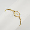 Flat Round with Letter Pattern 304 Stainless Steel Link Bracelets FS-WG4692B-26-1