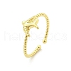 Bird Brass Cuff Rings for Women RJEW-C123-06G-4