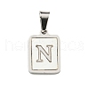 304 Stainless Steel Pave Natural White Shell Pendants STAS-S130-03P-N-1