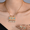 Synthetic Turquoise Stud Earrings & Pendant Necklaces Set for Women VW9294-3