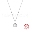Summer Beach 925 Sterling Silver with Rice Natural Freshwater Pearl Shell Shaped Pendant Necklaces for Women NJEW-M097-01P-2