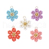 Glass Seed Beaded Flower Pendants PALLOY-MZ00712-1