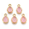 Natural Rose Quartz Teardrop Charms STAS-N109-209A-G-1