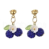 Cherry 304 Stainless Steel Handmade Polymer Clay Rhinestone Dangle Stud Earrings EJEW-JE06428-01-2
