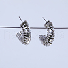 C-shaped with Heart Brass Stud Earrings OG2616-3