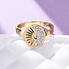 304 Stainless Steel with Rhinestone Cuff Rings RJEW-Q020-03G-4