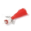 Glass Pearl Round Beaded with Polycotton Tassel Big Pendants PALLOY-MZ00612-04-3