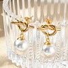 304 Stainless Steel Plastic Imitation Pearl Round Dangle Stud Earrings EJEW-V008-02G-5