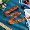 7M Ethnic Style Polyester Jacquard Leaf Ribbon OCOR-WH0085-59-5