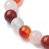 8mm Round Natural Red Jasper & Rose Quartz & Carnelian & Quartz Crystal Beaded Stretch Bracelets for Women X-BJEW-JB10625-04-3