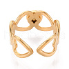 Hollow Heart 304 Stainless Steel Cuff Ring Components STAS-T066-10G-3