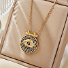 Elegant Brass Micro Pave Cubic Zirconia Blue Evil Eye Pendant Necklaces ZF0142-1-3
