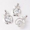 Apple Brass Cubic Zirconia Pendants ZIRC-O025-28-1