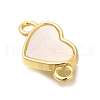 Brass Pave Shell Heart Connector Charms KK-R002-28G-2
