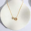 Heart Initial Brass Micro Pave Clear Cubic Zirconia Pendant Necklaces FS-WG89C2E-15-1