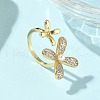 Brass Micro Pave Cubic Zirconia ABS Imitation Pearl Cuff Rings RJEW-D307-02G-A-4