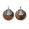 Natural Tiger Eye Pendants KK-F751-K-A14-2