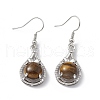 Natural Tiger Eye Teardrop Dangle Earrings with Crystal Rhinestone EJEW-A092-02P-16-2