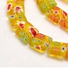 Handmade Millefiori Glass Square Bead Strands LK-P020-M-4