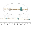 Handmade 304 Stainless Steel & Synthetic Turquoise Beaded Chains CHS-L031-05G-2