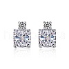 Rectangle 925 Sterling Silver Micro Pave Clear Cubic Zirconia Stud Earrings for Woman EJEW-F350-03P-1