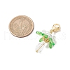 Glass & Acrylic & Shell Pearl Flower Pendant Decorations HJEW-MZ00209-04-3