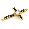Brass Pave Black & Clear Cubic Zirconia Connector Charms KK-M101-02A-G01-2