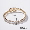 Elegant Brass Pave Clear Cubic Zirconia Rhombus Open Cuff Bracelet for Women KX4249-4-1