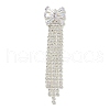 Bowknot Brass Rhinestone Tassel Big Pendants KK-I715-02S-01-1