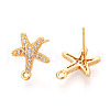 Brass Micro Pave Cubic Zirconia Stud Earring Findings KK-N263-24B-G-2