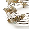 5-Loop Natural Labradorite Chip Beaded Wrap Bracelets for Women BJEW-JB01517-07-5