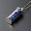 Alloy & Glass Wish Bottle with Natural Mixed Chip Gemstone Pendant Necklaces NJEW-JN03623-6