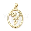 Rack Plating Brass Pave Shell Pendants KK-Z064-28G-08-1