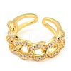 Curb Chains Shape Brass Open Cuff Rings with Cubic Zirconia RJEW-Q781-04G-2