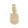 Brass Clear Cubic Zirconia European Dangle Charms KK-R003-01G-05-2
