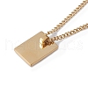 Stainless Steel Initial Letter Rectangle Pendant Necklace for Men Women NJEW-E090-01G-13-3