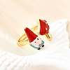 Brass Enamel Cuff Open Rings for Women RJEW-F184-10B-G-4