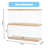 2-Tier Transparent Acrylic Minifigures Display Case with Wooden Base ODIS-WH0043-65-2