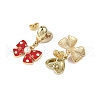 Heart with Bowknot Alloy Enamel Dangle Stud Earrings EJEW-JE06355-4